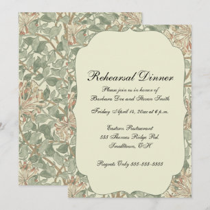 Invitación Suave Verde Vintage William Morris Madreselva