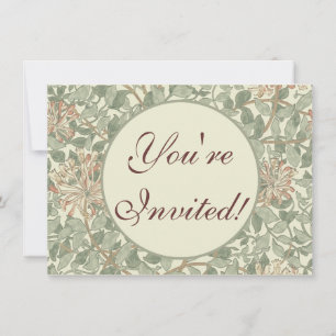 Invitación Suave Verde Vintage William Morris Madreselva