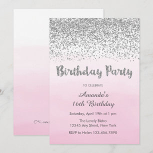 Invitación suavemente rosada y de plata del