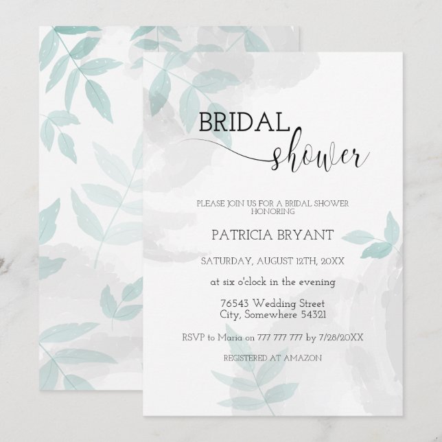 Invitación Suavidad suave y ducha de novia gris (Anverso / Reverso)