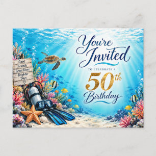 Invitación Subacuática para Cumpleaños 50 de Bucea