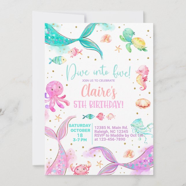 Invitación Suban a cinco chicas invitadas por sirenas de quin (Anverso)