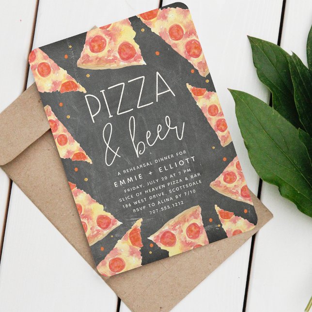 Invitación Subdivisión de acuarela | Cena de Pizza y Beer (Subido por el creador)