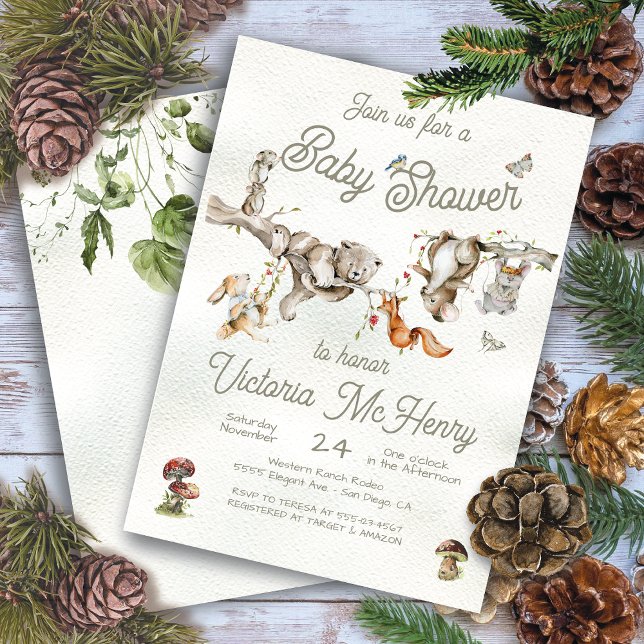 Invitación Subdivisión forestal de Woodland Animales Boho Bab (Subido por el creador)
