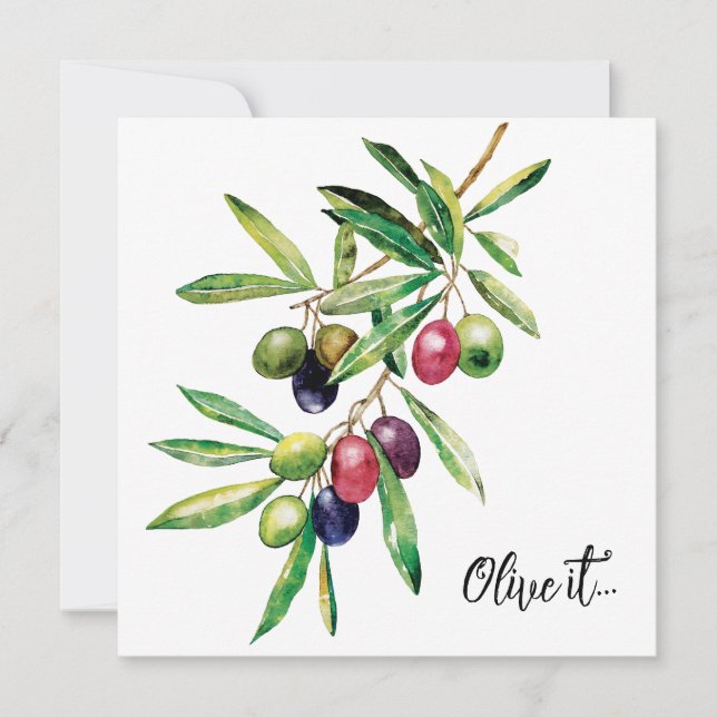 Invitación Subdivisión Olive de color agua (Anverso)