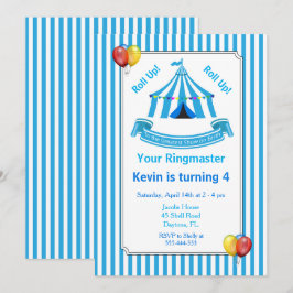 Invitación ¡Sube! ¡Sube! Partido de cumpleaños Circo Azul