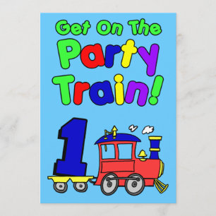 Invitación Subir Al Tren Fiesta De 1 Año De Edad
