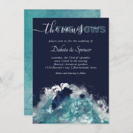 Invitación Sublimación de ondas | Agua mareal nautica azul-ve