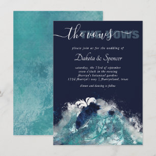 Invitación Sublimación de ondas   Agua mareal nautica azul-ve