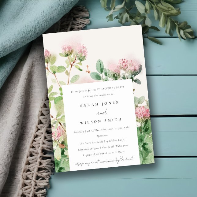 Invitación Sublime acuarela rosa Floral Garden Engagement (Subido por el creador)
