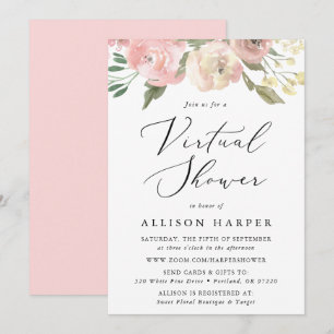 Invitación Sublime Baby Shower virtual floral en flor