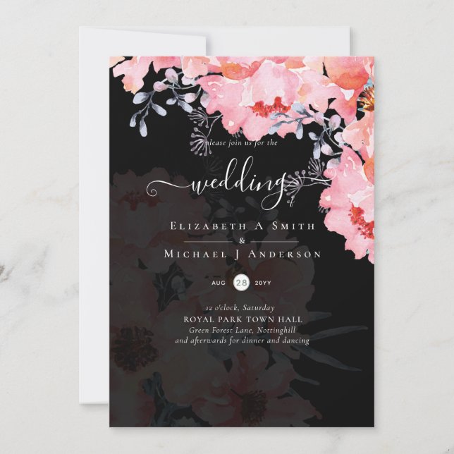Invitación Sublime Blossoms rosa BODA SUITE - PRESUPUESTO (Anverso)