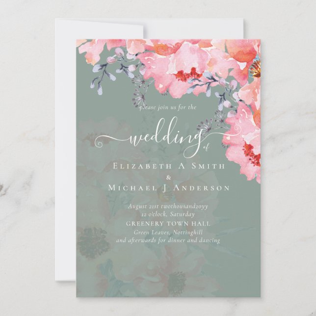 Invitación Sublime Blossoms rosa BODA SUITE - PRESUPUESTO (Anverso)