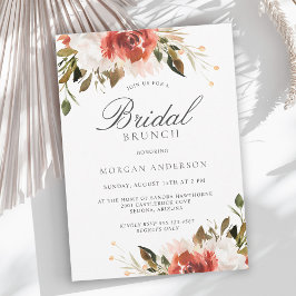 Invitación Sublime brunch de novios con flores rojas y blanca