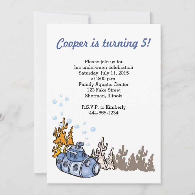 Invitación submarina del fiesta (Anverso)