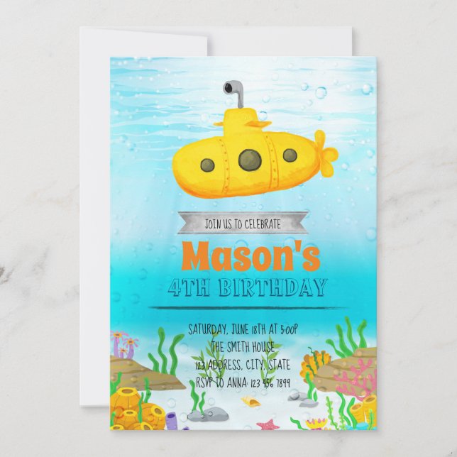 Invitación submarina del fiesta (Anverso)