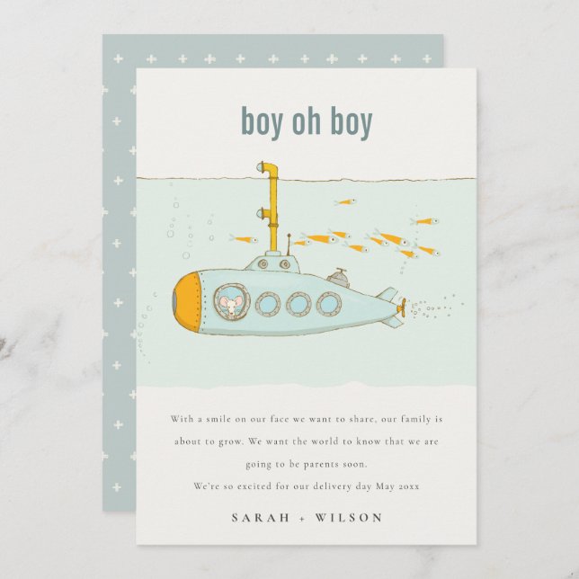 Invitación submarina submarina para bebés (Anverso / Reverso)