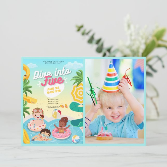 Invitación Submarinismo retro en cinco años (Anverso de pie)