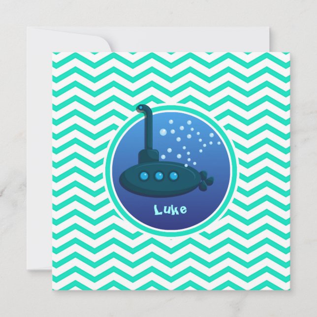 Invitación Submarino; Aqua Green Chevron (Anverso)