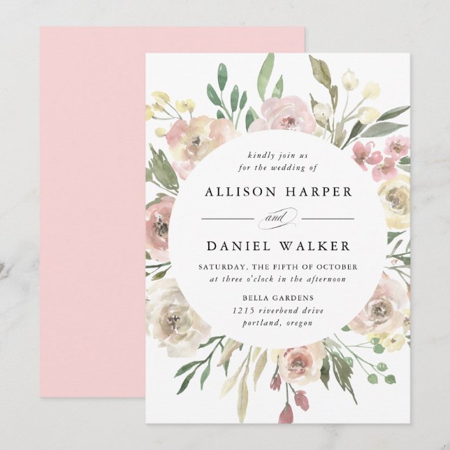 Invitación Subtle Blooms | Boda (Anverso / Reverso)