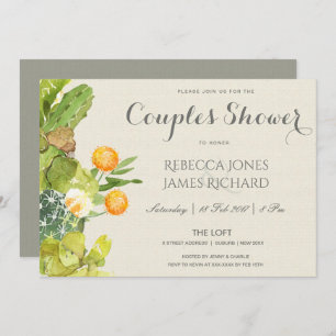 INVITACIÓN SUCCULENT CACTUS FLORAL GARDEN PAREJAS DUCHA