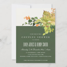 SUCCULENT CACTUS FLORAL WATERCOLOR COUPLES SHOWER