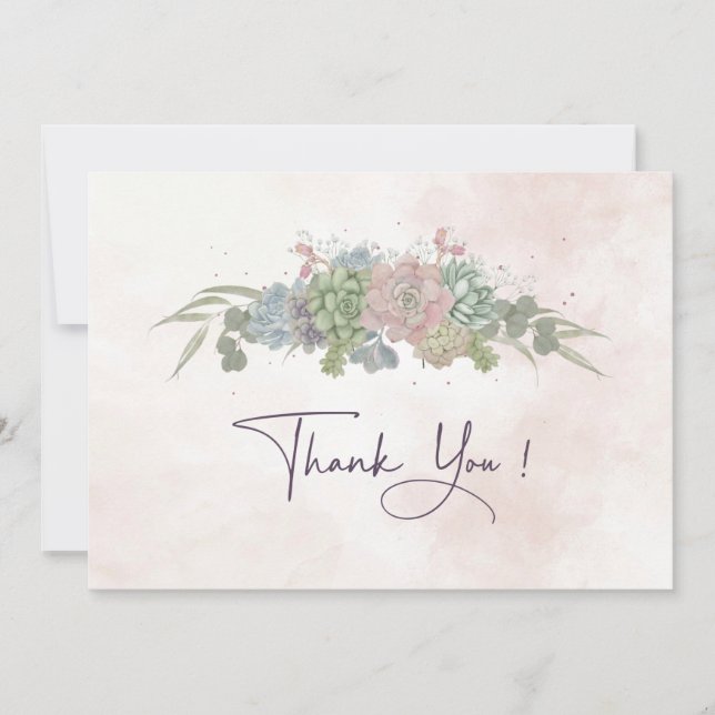 Invitación Succulent Wedding Thankyou Card (Anverso)