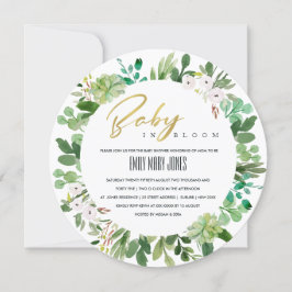 INVITACIÓN SUCCULENT WREATARE FOLIAGE BABY IN BLOOM SHOWER