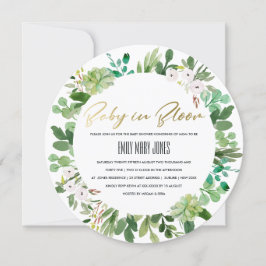 INVITACIÓN SUCCULENT WREATARE FOLIAGE BABY IN BLOOM SHOWER