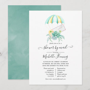 Invitación Succulentas Florales Paracaídas Despedida de Solte