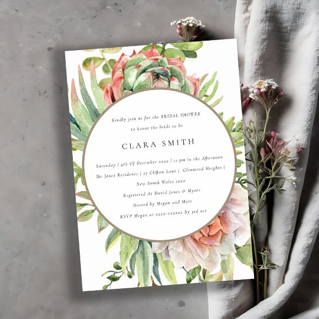 INVITACIÓN SUCCULENTE CACTI, SUCCULENTE BRIDAL DE DESIERTO VE (Subido por el creador)
