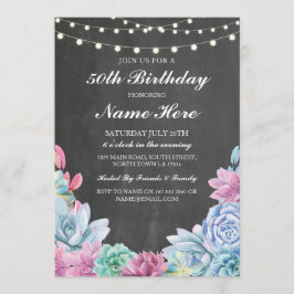 Invitación Succulents de los pasteles de la fiesta de