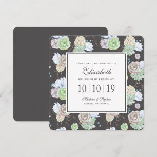 Invitación Succulents y ramas - dama de honor de la acuarela