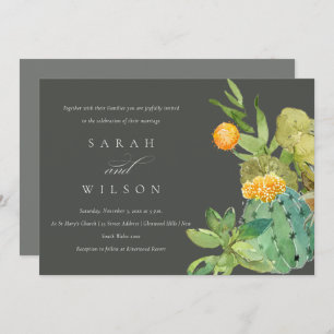 INVITACIÓN SUCCULTE CACTUS FLORAL GARDEN WATERCOLOR BODA