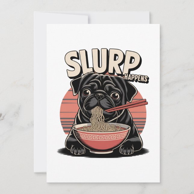 Invitación Sucede un agujereado gracioso de Pug que come Rame (Anverso)