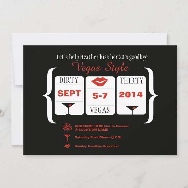 Invitación Sucia 30.ª Máquina De Bolsa De Cumpleaños De Las V (Anverso)