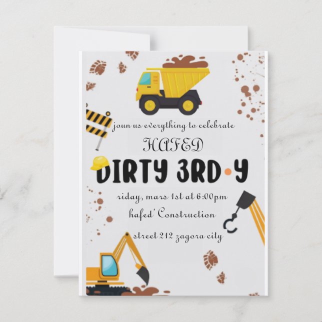 Invitación sucia al tercer cumpleaños (Anverso)
