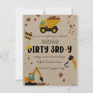 Invitación sucia al tercer cumpleaños