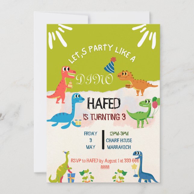 Invitación sucia de tercer cumpleaños (Anverso)