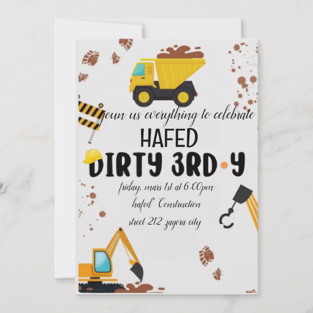 Invitación sucia para el tercer cumpleaños (Anverso)