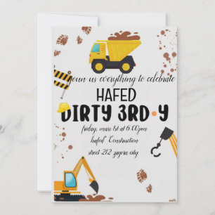 Invitación sucia para el tercer cumpleaños