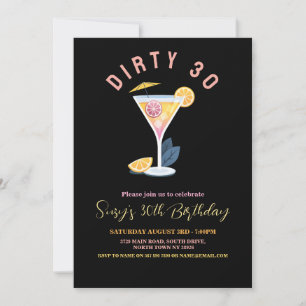 Invitación Sucias 30 mujeres cumpleaños 30 cócteles Martini