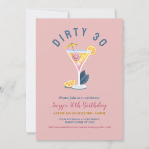 Invitación Sucias 30 mujeres cumpleaños 30 cócteles Martini