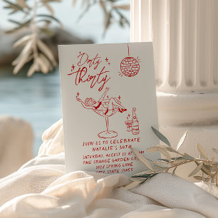 Invitación Sucio ilustrado Treinta y Treinta Divertidos Fiest