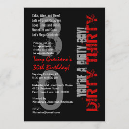 Invitación Sucio Treinta Años Chico Sucio Blanco Negro