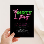 Invitación Sucio Treinta Neones Verde Y Rosa 30 Años<br><div class="desc">¡Este diseño verde neón y rosa brillante y divertido está listo para ser personalizar en una fiesta de cumpleaños!</div>