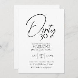 Invitación Sucio Treinta y Treinta Años Blanco y Negro