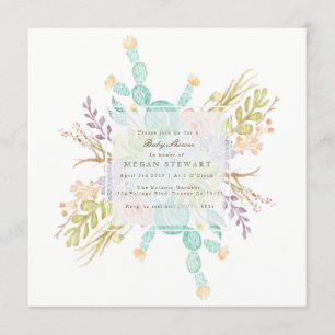 Invitación Suculenta acuarela de Bouquet   BABY SHOWER