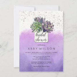 Invitación Suculenta Ducha Bridal De Cactus Verde Púrpura