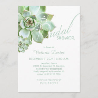 Invitación Suculenta Ducha Bridal Fresca